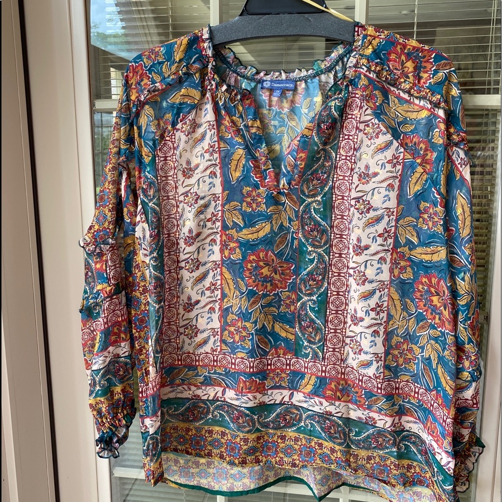 Democracy Womens PLUS Size 1X Ruffled Floral NWT